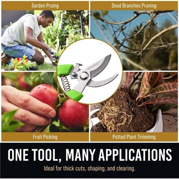 Pruning Shears & Gardening Scissors Set - 7"Titanium Coated Sharp Garden Clipper - Picture 4 of 8